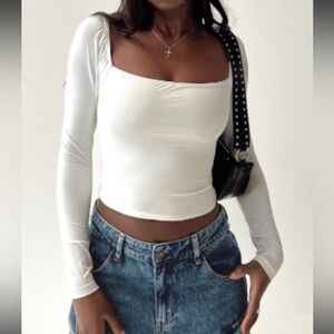 Princess Polly White Longsleeved Top